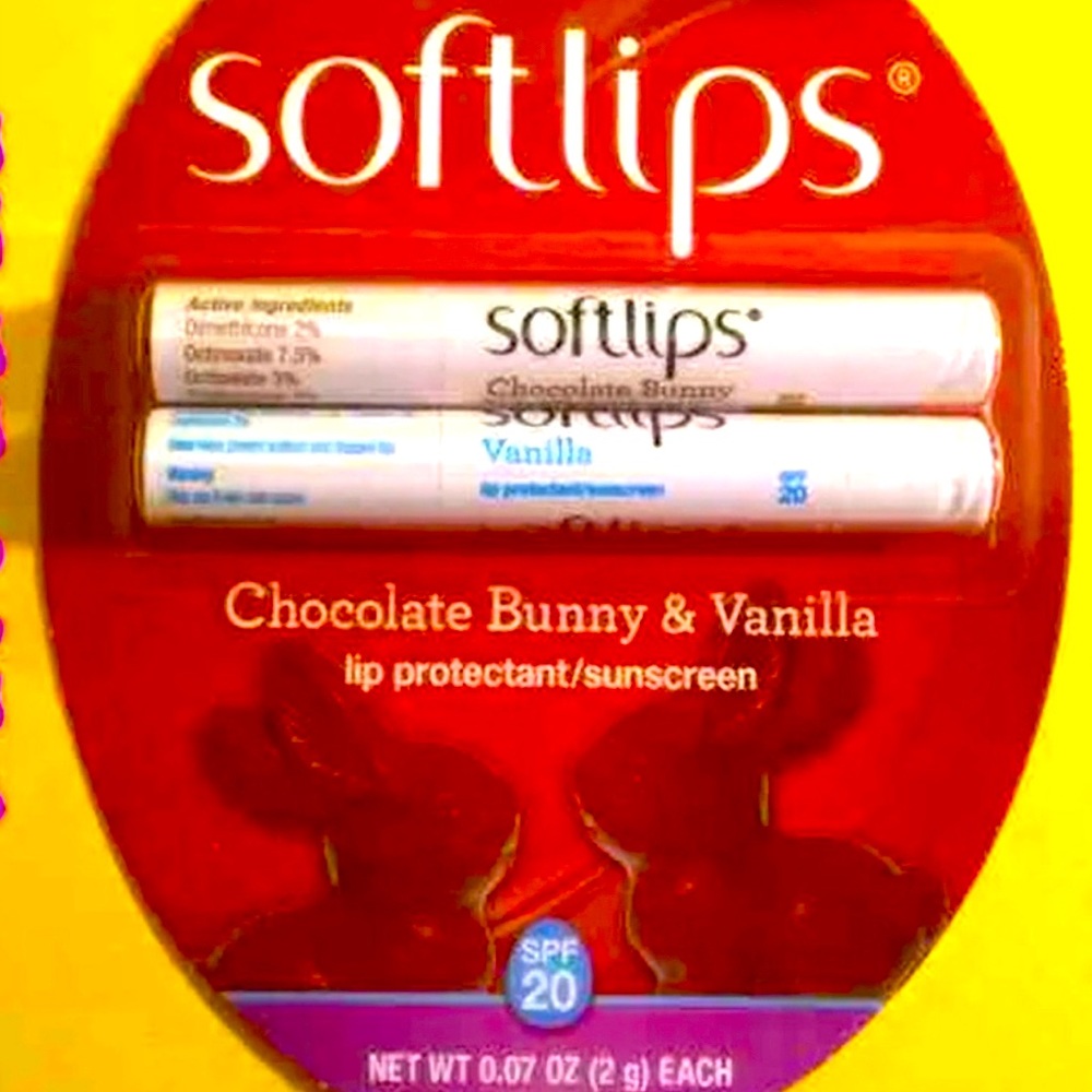 2 Softlips Lip Balms Chocolate Bunny Vanilla Lip Protectant SPF20 Limited Easter
